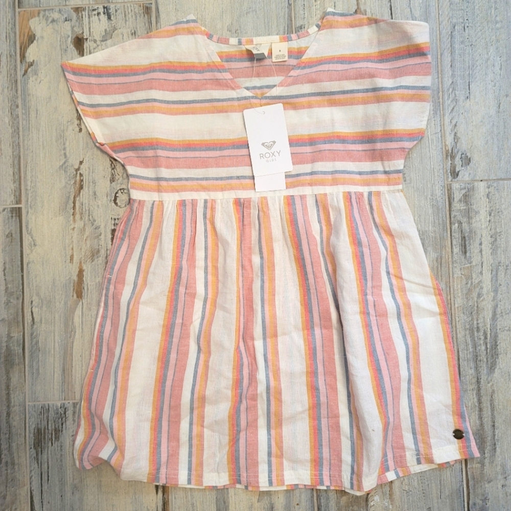 NWT Linen Stripe Beachy Roxy Dress size 6